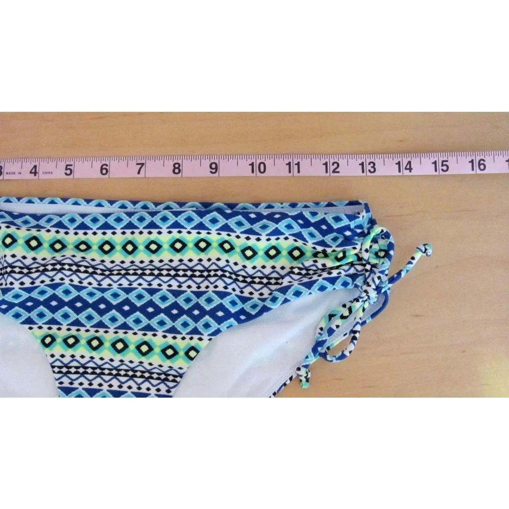 Gap Body Bikini Blue Geo T Back Sm Top XS Bottoms
